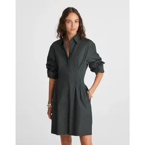 Madewell Tucked Mini Shirtdress in Summit Green Pima Cotton Poplin NEW 4 thumbnail 9