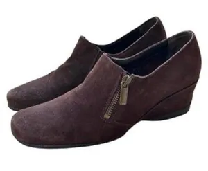 Aquatalia suede brown wedge shoes zipper sz 10 thumbnail 1