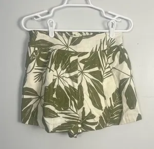 Abercrombie & fitch green leaf linen pull on shorts size small thumbnail 1