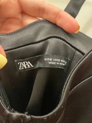 Black Satin ZARA Dress Midi Slip thumbnail 3