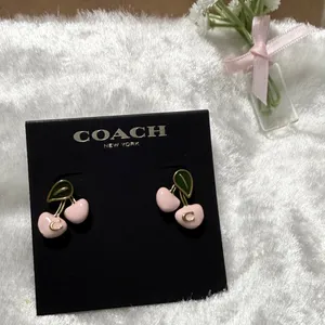 🌸✨Coach Cherry Stud Earrings • Gold/Pink thumbnail 2