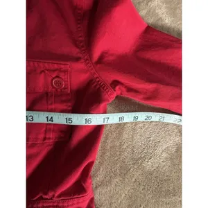 Vintage CLIO Red Button Up Utility Jacket Size 4‎ Pockets Cotton Collar thumbnail 6