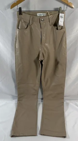 NWT Abercrombie & Fitch Vegan Leather 90's Straight Ultra High Rise 27/4L $110 thumbnail 1