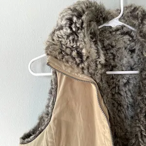 romantic vintage faux fur vest w/‎ pockets casual warm winter glam women size M thumbnail 2