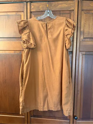 a new day Rust Brown Ruffle Sleeve women’s Dress size Large linen blend thumbnail 3