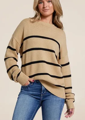 Z Supply Boyfriend Striped Sweater Women’s Large thumbnail 1