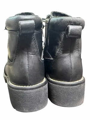 Harley Davidson 9.5 Black Leather Lace Up Motorcycle Ankle Boots Side Zipper thumbnail 6