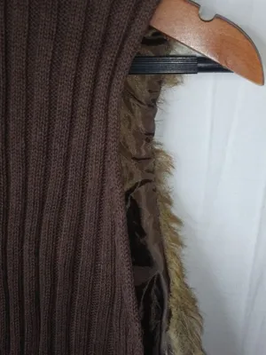 TIARA M Golden Creme Brown Fur Sweater Vest thumbnail 8