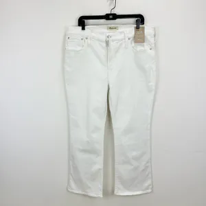 Madewell Kick Out Crop Jeans Pure White Stretch Mid Rise Flare NI961 US 33 NWT thumbnail 7