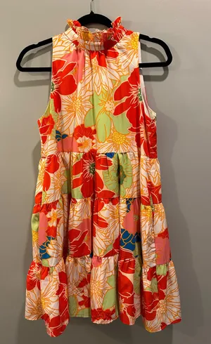 TCEC Floral Tiered Ruffle Collar Sleeveless Dress thumbnail 1