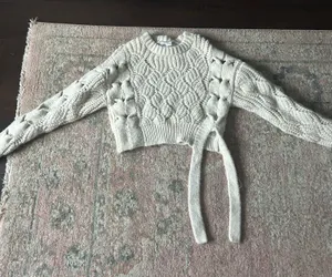 ZARA White Knit Sweater Cropped thumbnail 1