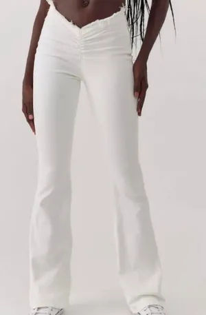 Urban Outfitters White Flare Jeans BDG Ruched V-Front thumbnail 1