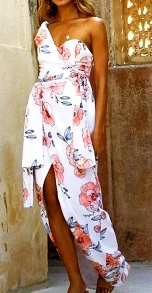 Sabo Skirt Nisha White Floral Strapless Wrap Dress XS thumbnail 1