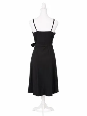 Cupshe Black V-Neck Wrap Midi Dress with Tie Waist thumbnail 6