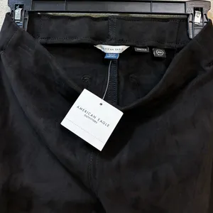 American Eagle Faux Suede Pants Stretch Black Straight Leg Size Small thumbnail 5