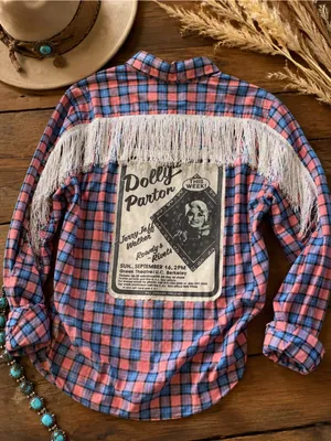 One-of-a-Kind Custom Dolly Parton Western Fringe sequin Shirt L thumbnail 2