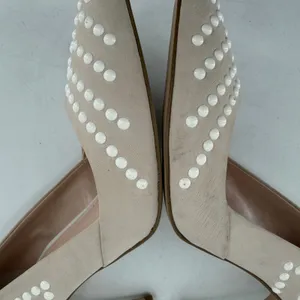 French Connection Pump Women Size 41 10.5 Beige‎ Studded Pointed Toe Stiletto thumbnail 8