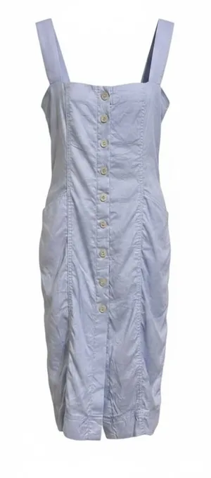 Babaton Blue Linen Blend Button Front Smocked Midi Dress Size‎ 6 Summer Coastal thumbnail 1