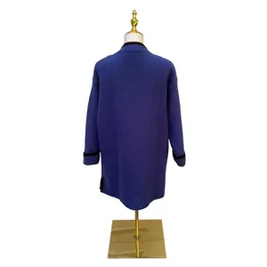 Icelandic Design Coat L Blue Boiled Wool Zip Button Trim Pocket Nordic Winter thumbnail 6