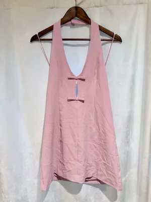 Abercrombie & Fitch Halter Neck Pink Mini Dress with Bow Details Size SP thumbnail 2