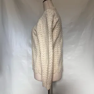 Vtg 60s Pointelle Knit Cardigan Women Sz S Cottagecore Coquette Wintuk Scallop thumbnail 4