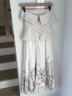 En Saison Sydney Mixed Media Strapless Maxi Dress in Cream and Floral thumbnail 3
