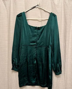 Lulu's Forest Green Silk Dress thumbnail 2
