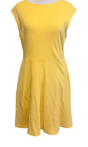 New York & company medium Yellow Cap-Sleeve Lattice-Back Fit & Flare Dress thumbnail 1