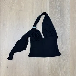 White Fox Halter Top If You Need My Love Size S Black thumbnail 2