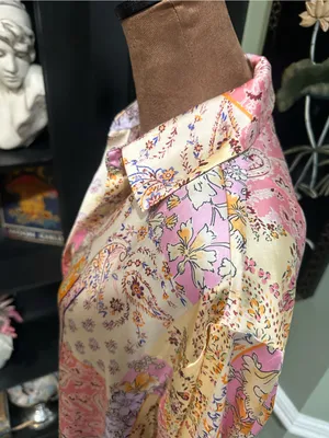 ZARA Satin Patchwork Button‑Up Blouse – Size XS (Oversized Fit) thumbnail 7