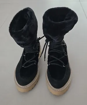 New JLO by Jennifer Lopez Womens Ginna Black Faux-Fur Winter Boots Size 8 thumbnail 1