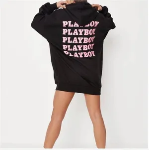 x missguided black and pink hoodie dress thumbnail 6