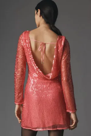 Anthropologie, pink sequin, long sleeve dress thumbnail 2