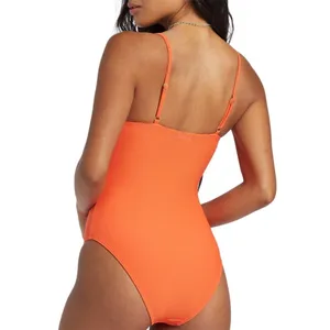NWT Billabong Women's Tanlines One-Piece Swimsuit Ribbed Coral Craze Size Small thumbnail 2
