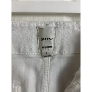 Anthropologie Maeve Colette White High Rise Wide Leg Cropped Pants 31 thumbnail 4