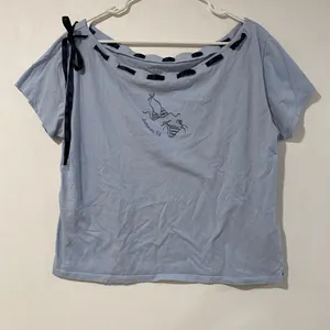 Hollister Size L Blue Ribbon Lace Up Baby Tee Summer 98 Y2K Coquette thumbnail 2