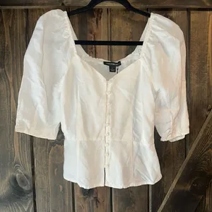NWT Something Navy Button Front Fitted Top‎ thumbnail 3