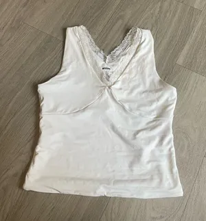 White Lace-Trim V-Neck Tank Top - Women thumbnail 1