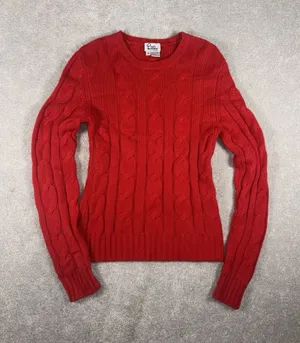 Lilly Pulitzer Sweater Womens Medium Cable Knit‎ Cashmere Pullover Outerwear Red thumbnail 1