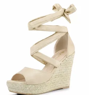 Allegra K Women's Lace Up Espadrilles Wedges Sandals thumbnail 1