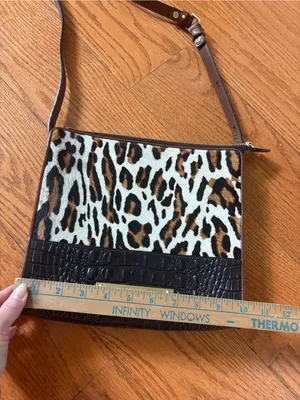 Brahmin Leopard Haircalf Crossbody Bag Croc Embossed Leather Animal Print thumbnail 5
