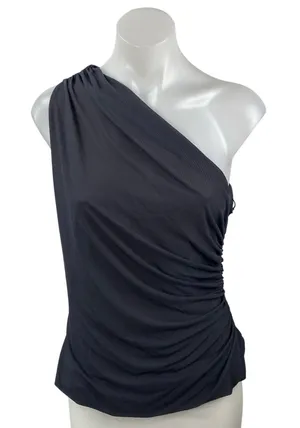 NEW Zara Women's Gray Ruched One Shoulder Sleeveless Asymmetrical Tank Top Sz L thumbnail 1