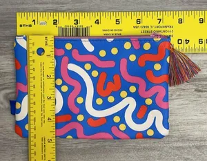 Multicolor Print Glam Bag with Tassel Approximately 5” X 7” thumbnail 7