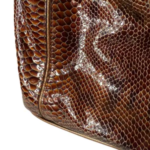 Vintage Brighton Set Brown Snake Print Purse Bag Slouchy Leather Matching Wallet thumbnail 7