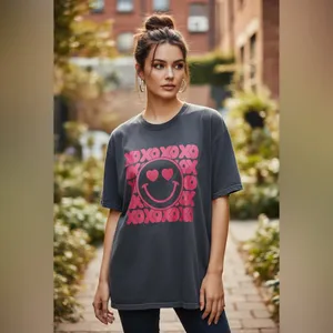 Comfort Colors Emoji Love inspired Gray graphic crewneck tee shirt. Size XL thumbnail 4