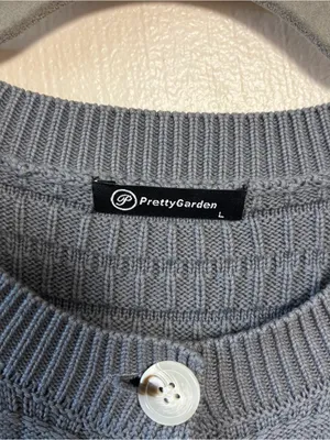 Pretty Garden Womens Cardigan Sweater 100% Cotton Button Down Pattern Gray Large thumbnail 3