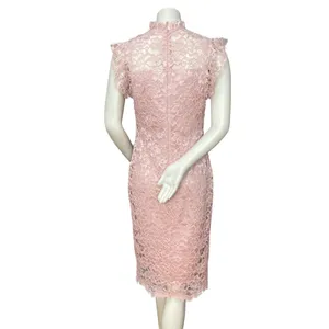 Enfocus Studio Lace Sheath Dress Women 8 Blush Pink Mock Neck Flutter Sleeve‎ thumbnail 2