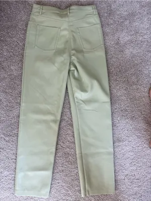 Aritzia Wilfred Melina Straight Leg Sage Green Faux Leather Pants thumbnail 6