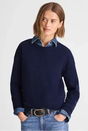 Madewell Crewneck Sweater‎ in Cashmere Dark Cosmos Blue Size Medium NEW capsule thumbnail 1