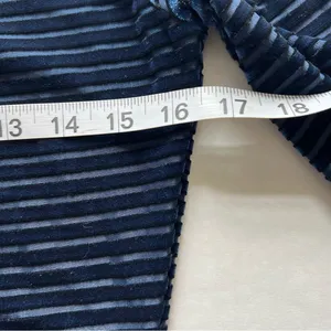 Lulu’s Ticket to chic Navy Blue Striped Velvet Balloon Sleeve dress Size small thumbnail 11